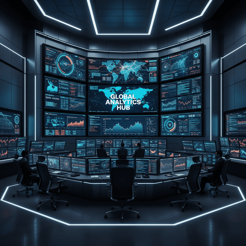 Operator workspace with multiple screens tracking evidence and sources