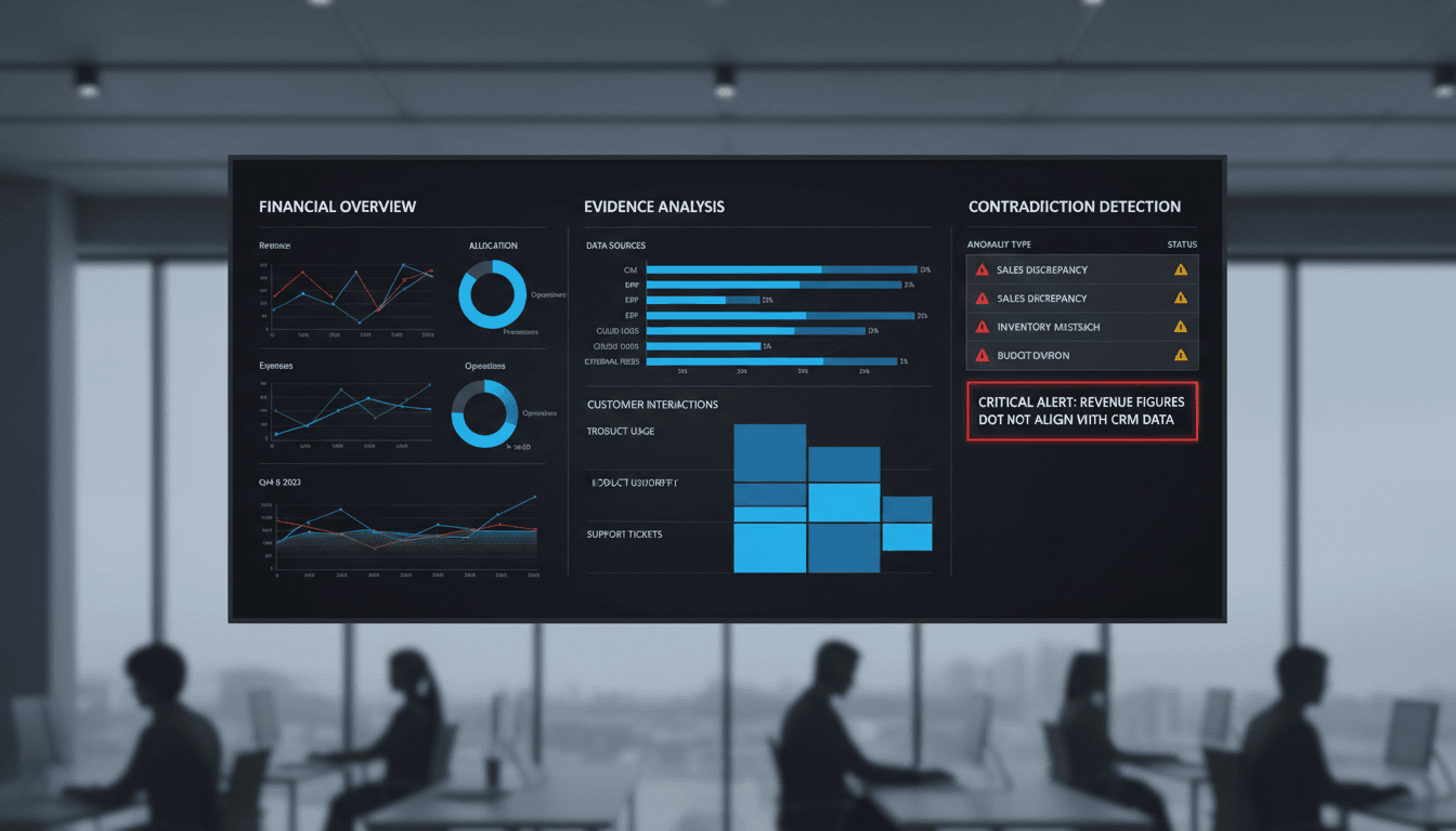 NEXUSA intelligence dashboard displaying financial investigation and semantic consensus analysis