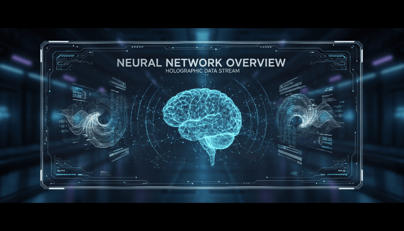 Holographic data visualization showing interconnected networks with blue and silver accents on dark background