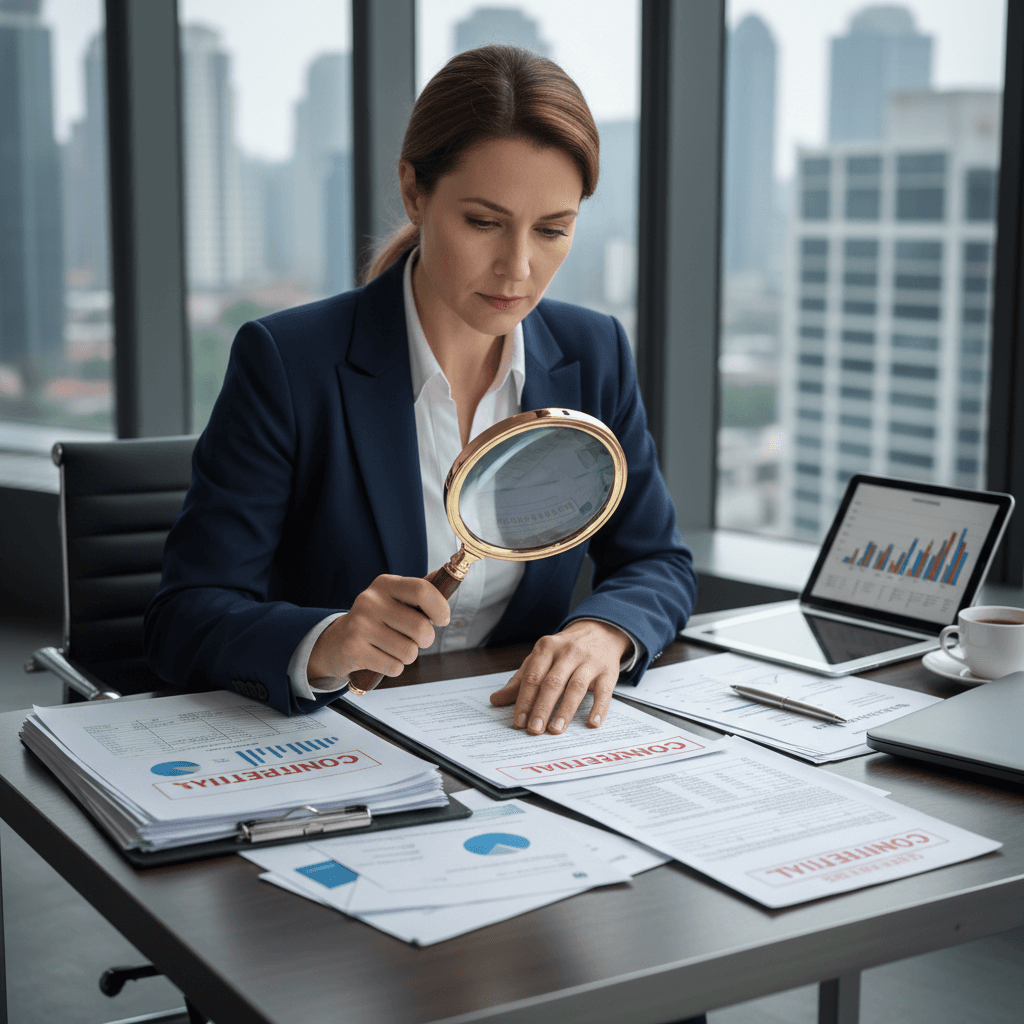 Investigator verifying a corporate ownership claim against source records