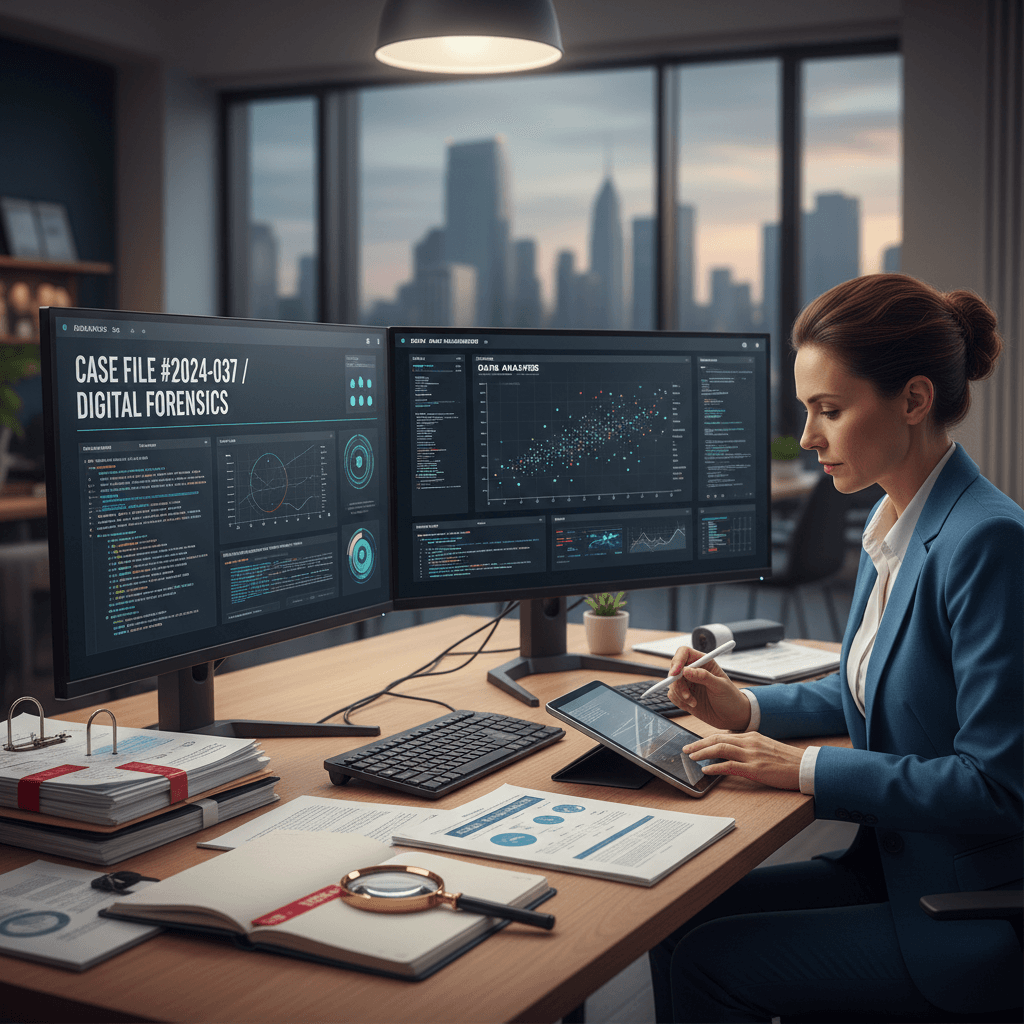 Analyst reviewing documents and flagged contradictions